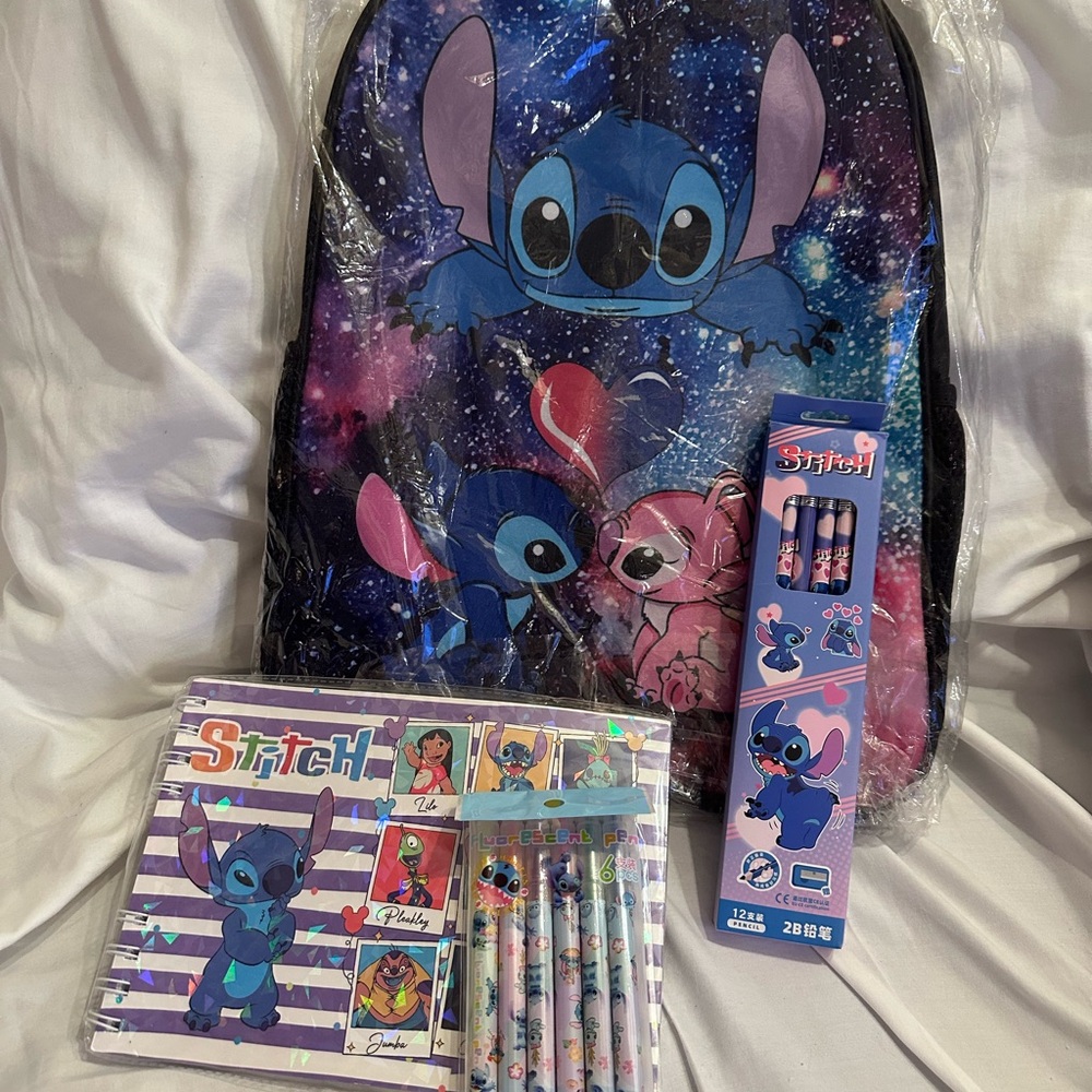 Stitch Kids Backpack Set - Blue and Pink